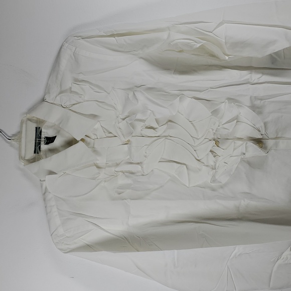 Lauren Ralph Lauren White Cotton Ruffle Button Down Shirt XL - Picture 11 of 12